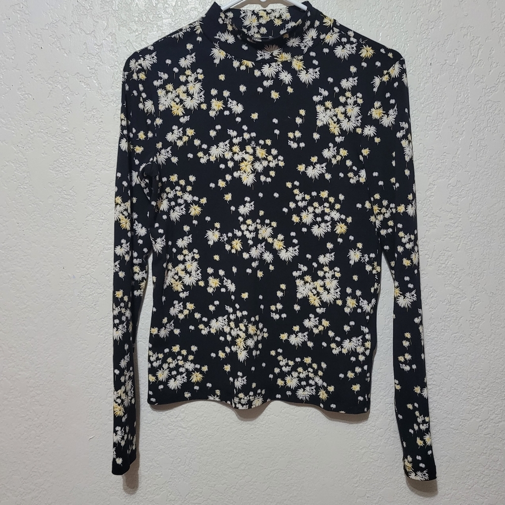 Scotch & Soda Amsterdam Mock Turtleneck Floral Long Sleeve Top Size Small